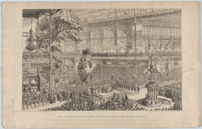 Åpningen av den store industrielle utstillingen for alle nasjoner, av Hennes allernådigste Majest..., 1851. av George Cruikshank