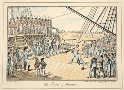 The Point of Honor, fra Greenwich Hospital, en serie marineskisser, beskrivelse av livet til en krigsmann, pub. 1825 (håndfarget gravering) av George Cruikshank