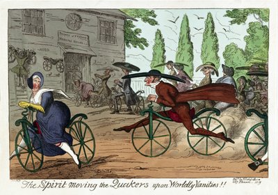 The Spirit moving the Quakers upon Worldly Vanities!!, pub. 1819 (håndfarget gravering) av George Cruikshank