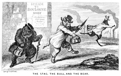 Hjorten, oksen og bjørnen, 1800-tallet. av George Cruikshank