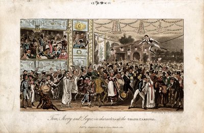Tom, Jerry og Logic på Grand Carnival, 1821 av George Cruikshank