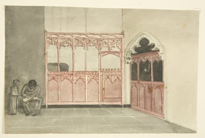 Old Chapel in Bristol Cathedral (blyant og akvarell på papir) av George Cumberland