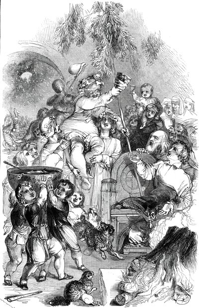 Bringing in Christmas - tegnet av William Harvey, 1845. av George Dalziel
