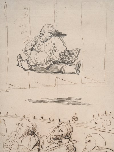 A Man doing the Splits, ca. 1760-90 (penn & brunt og grått blekk på papir) av George Dance