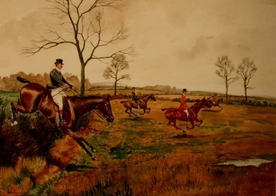 Jakt i full galopp (akvarell på papir) av George Derville Rowlandson