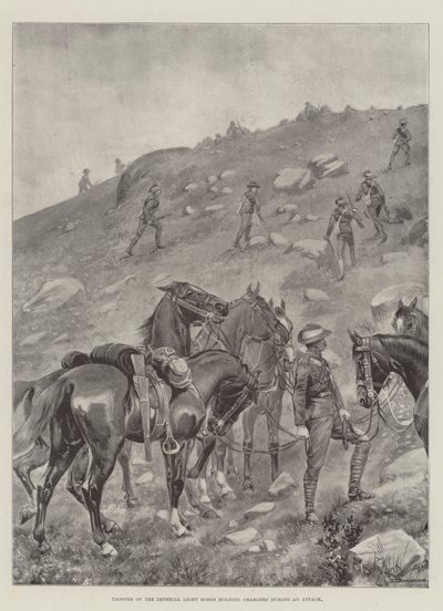 Trooper of the Imperial Light Horse holder ladere under et angrep av George Derville Rowlandson