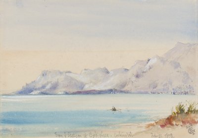 Fra dere stasjon i Bordighera, ser vestover, 25. februar 1878 (wc på papir) av George Douglas Tinling