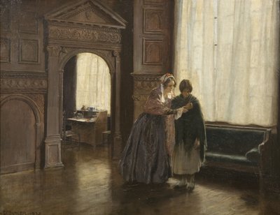 Mrs Mary Carpenter og hennes første reformatoriske jente, Annie Woolham, på Red Lodge, 10. oktober av George Edmund Butler