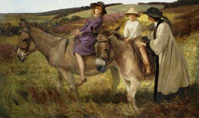 To barn som rir på esler på kanten av en myr av George Edmund Butler