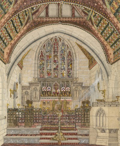 Design for polykromatisk dekorasjon av en kirke av George Edmund Street