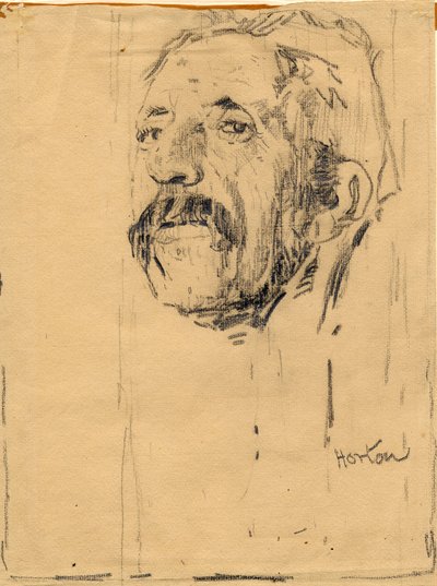 Barrett the Gardener (blyant på papir) av George Edward Horton