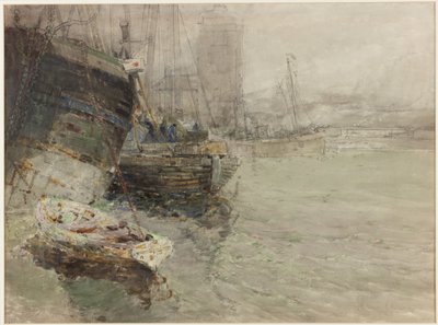 North Shields Fish Quay (akvarell og blyant på papir) av George Edward Horton