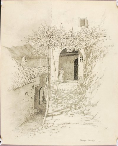 Uten tittel (overføringstegning til Landsbygate, Luganosjøen, Italia [nr. 1]) av George Elbert Burr