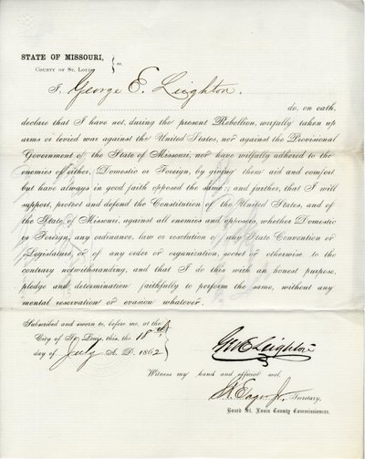 Lojalitetsed av George E. Leighton fra Missouri, St. Louis County av George Eliot Leighton