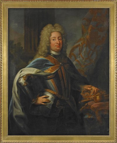 Portrett av Frederic I (Frederick I) (1676-1751) Konge av Sverige og Prins av Finland - Maleri av Georg Engelhard Schroeder (1684-1750), olje på lerret (143x114,5 cm) av George Engelhardt Schroeder