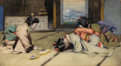 En hjemme i Japan, eller hilsener (akvarell på papir) av George F. Henry