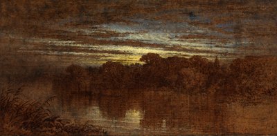 Twilight on the Avon, Ruins of Kenilworth Castle in the Distance (olje om bord) av George F. Teniswood