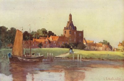 En utsikt i byen Enkhuizen av George Franck Nicholls