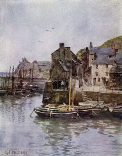 Polperro (farge litho) av George Franck Nicholls