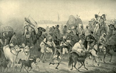Innfødte hjelpearbeidere skynder seg til Delhi, ca 1850-tallet, 1901. av George Francklin Atkinson