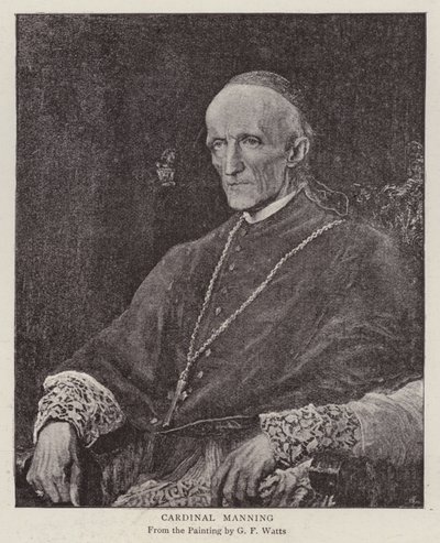 Henry Edward Manning , engelsk katolsk kardinal og erkebiskop av Westminster (litho) av George Frederick (after) Watts