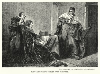Lady Jane Greys seier over Gardiner (gravering) av George Frederick Folingsby