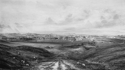 En omfattende utsikt over Winchester (akvarell og blyant på papir) av George Frederick Prosser
