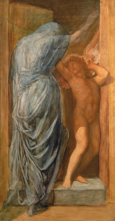 Kjærlighet og død (olje på panel) av George Frederick Watts