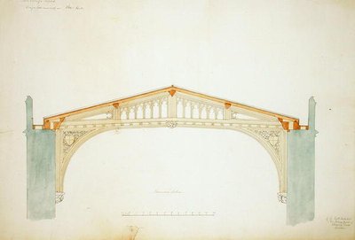 New College Oxford: Design for Hall New Roof av George Gilbert Scott