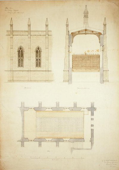 New College Oxford: Design for New Hall Roof av George Gilbert Scott