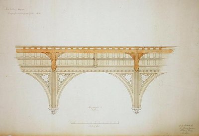 New College Oxford: Design for New Hall Roof av George Gilbert Scott