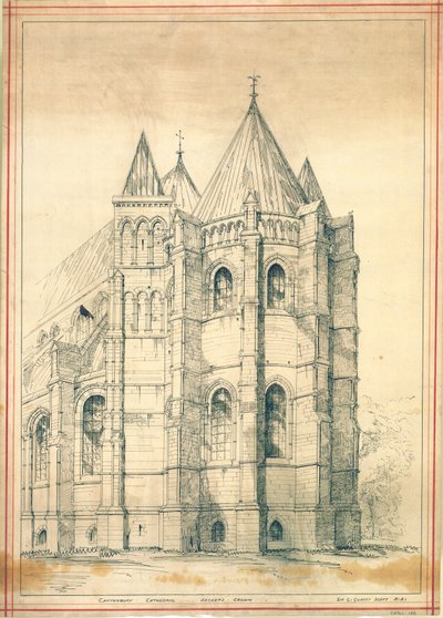 Skisse, ca. 1860 (papir) av George Gilbert Scott