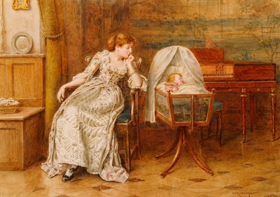 Et interiør med mor og barn av George Goodwin Kilburne