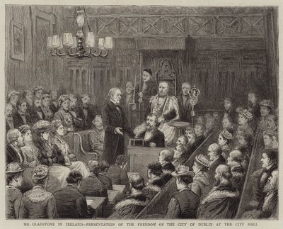 Mr Gladstone i Irland, Presentasjon av Freedom of the City of Dublin i rådhuset av George Goodwin Kilburne