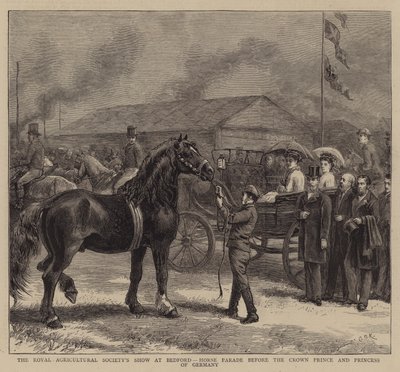 Royal Agricultural Society Show på Bedford, Horse Parade før kronprinsen og prinsessen av Tyskland av George Goodwin Kilburne