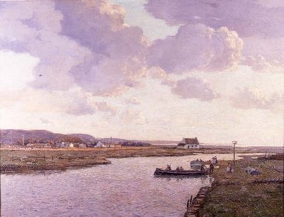 Rhyl Estuary, Nord-Wales (olje på lerret) av George Graham