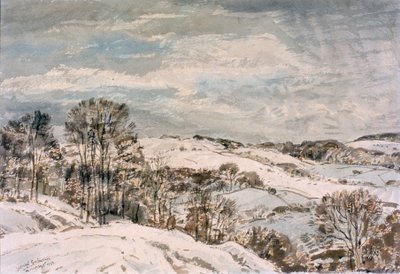 Vinter i Wensleydale (blyant og akvarell på papir) av George Graham