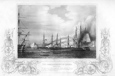 Bombardementet av Odessa, Ukraina, under Krim-krigen, 1854-1857. av George Greatbatch