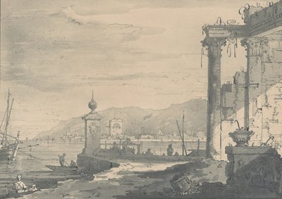 En kystscene med en klassisk ruin til høyre, 1811. av George Hawkins