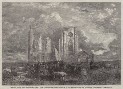 Whitby Abbey, fra kirkegården, i utstillingen til Society of Painters in Water Colors av George Haydock Dodgson