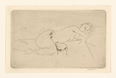 Liggende naken kvinne av George Hendrik Breitner (signed by artist)
