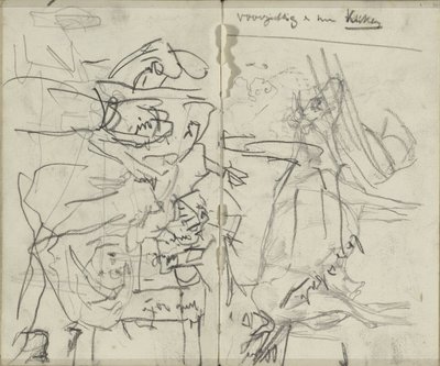 Studieark med figurer og en ku av George Hendrik Breitner