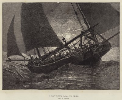 En disig natt, Yarmouth Roads av George Henry Andrews