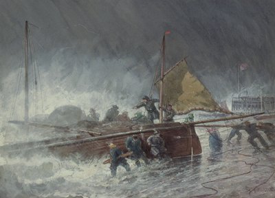 Deal Lugger utsetter seg i en storm av George Henry Andrews