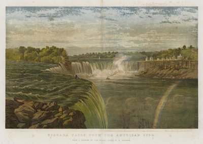 Niagara Falls fra den amerikanske siden (chromolitho) av George Henry Andrews