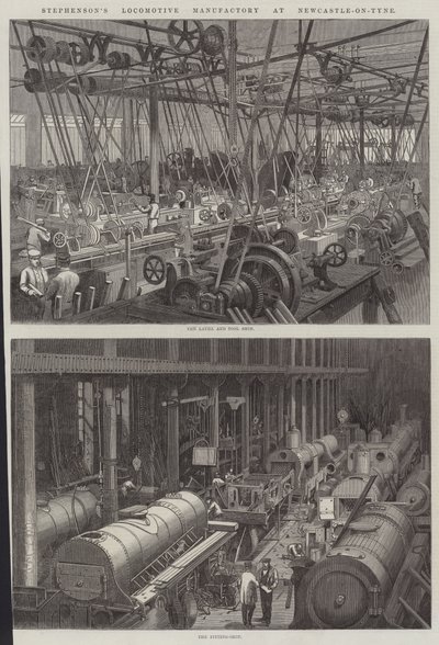 Stephensons lokomotivfabrikk i Newcastle-on-Tyne av George Henry Andrews