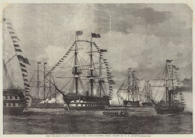 Gun-Boats som passerer gjennom Line-of-Battle-skipene av George Henry Andrews