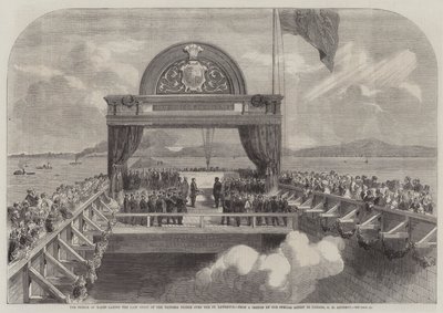 Prinsen av Wales legger den siste steinen til Victoria-broen over St Lawrence av George Henry Andrews