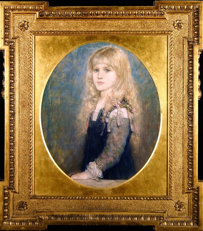 Portrett av Esme Robb (farget kritt på papir) (se også 350757) av George Henry Boughton