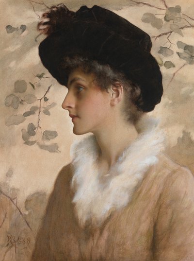 Portrait of a Lady, 1888 (wc med kroppsfarge på papir) av George Henry Boughton